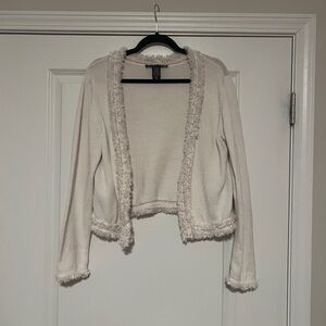 Jones Wear Cream Textured Trim Cardigan
